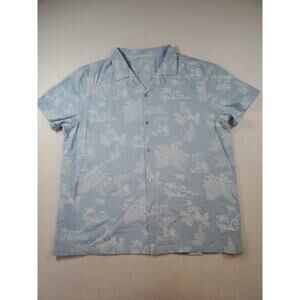 Disney Parks Lite Blue Love Our Ocean Hawaiian Button Up Shirt XL